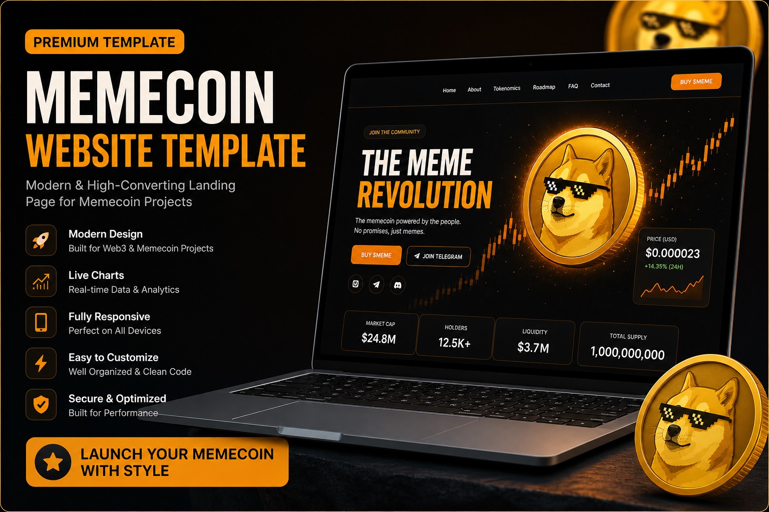 Memecoin Website Template for Crypto Launches