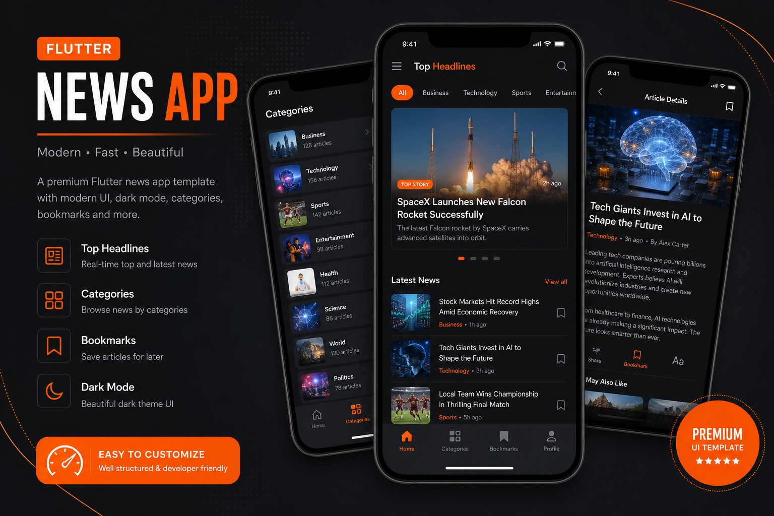 News Flutter Mobile App for iOS and Android