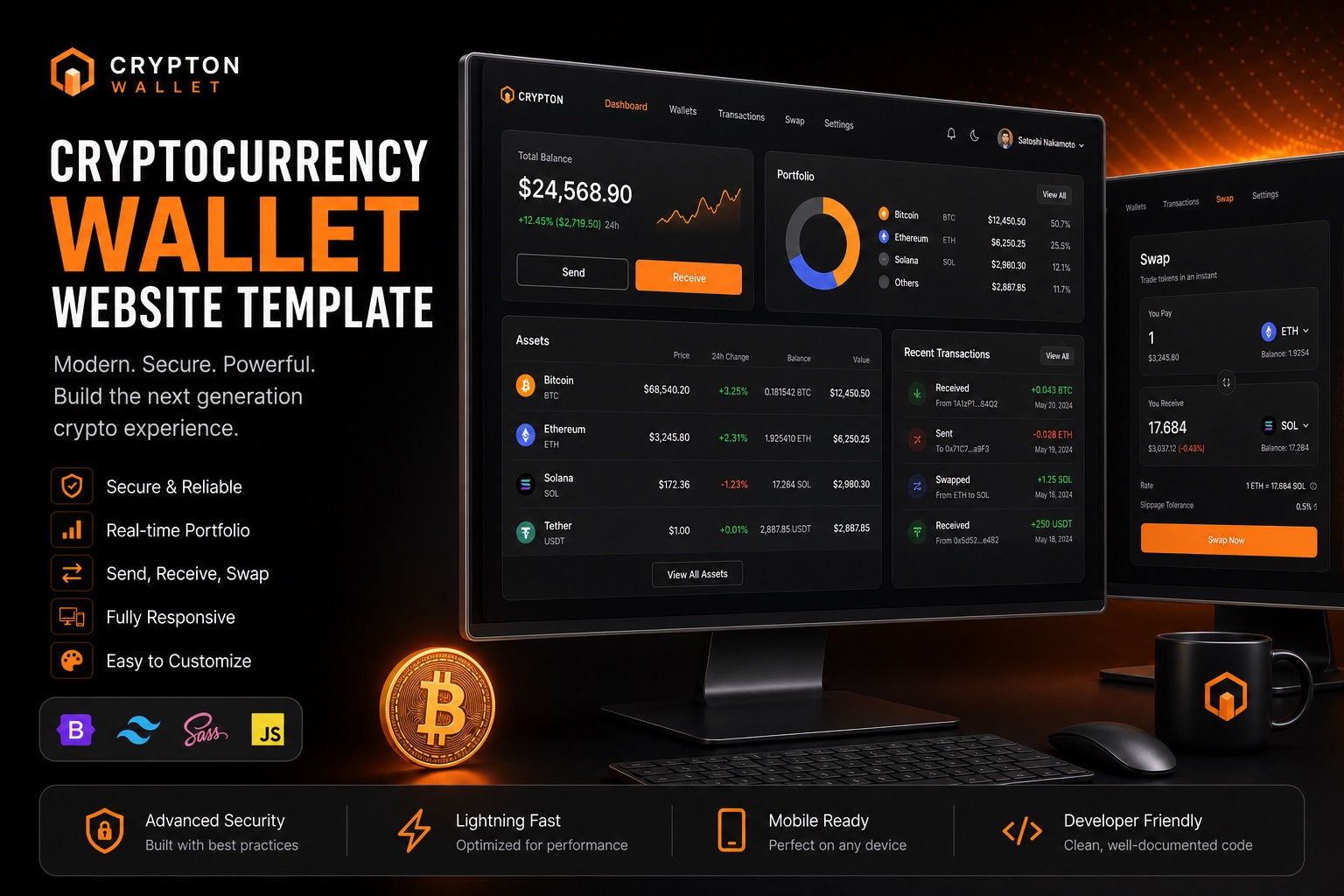 Cryptocurrency Wallet Website Template